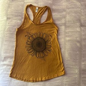 Mustard-colored sunflower t-back tank top